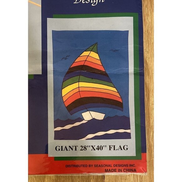 SAILBOAT Decorative Flag Hand Embroidered Giant Size 28" x 40" Durable Nylon - Picture 2 of 4